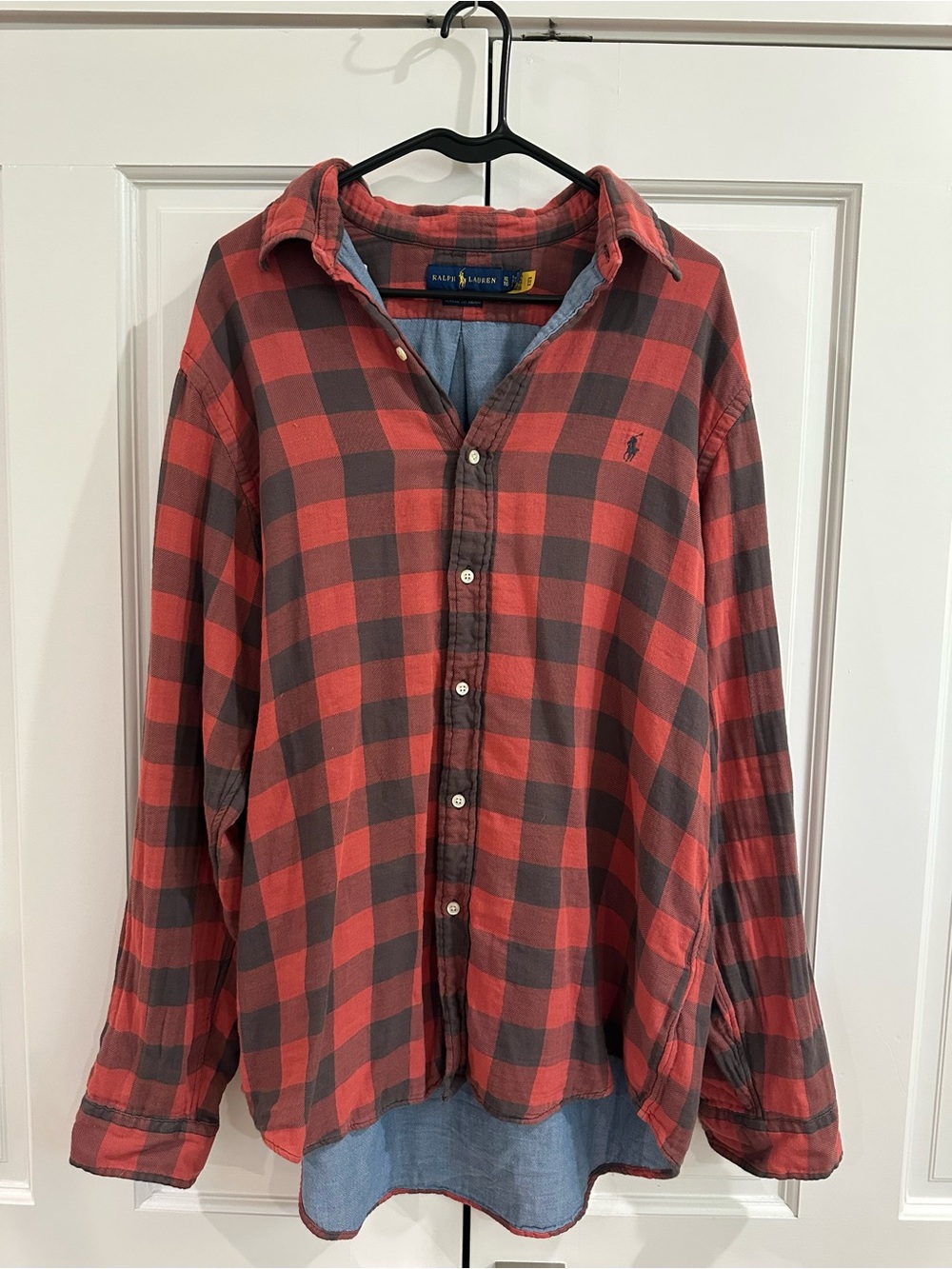 Ralph Lauren XL Red & Gray Buffalo Check Button-Down Shirt